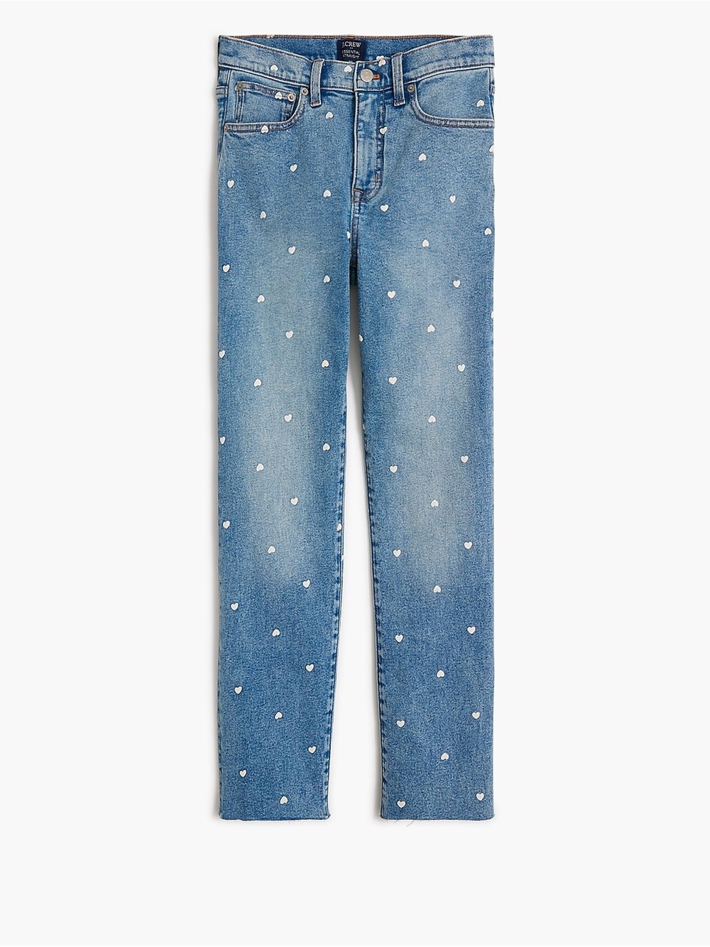 J-Crew Heart-Print Essential Straight Jeans